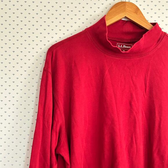 LL Bean Women's Turtleneck Top XL Red Cotton Shirt Minimalist Basic L.L. Bean - Picture 1 of 4